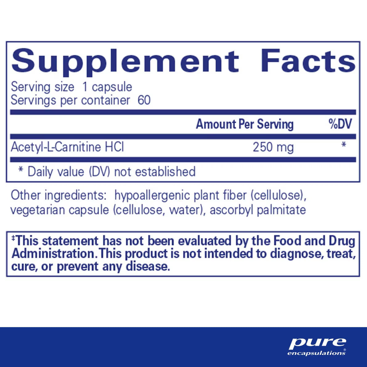 Pure Encapsulations Acetyl-l-Carnitine 250 mg