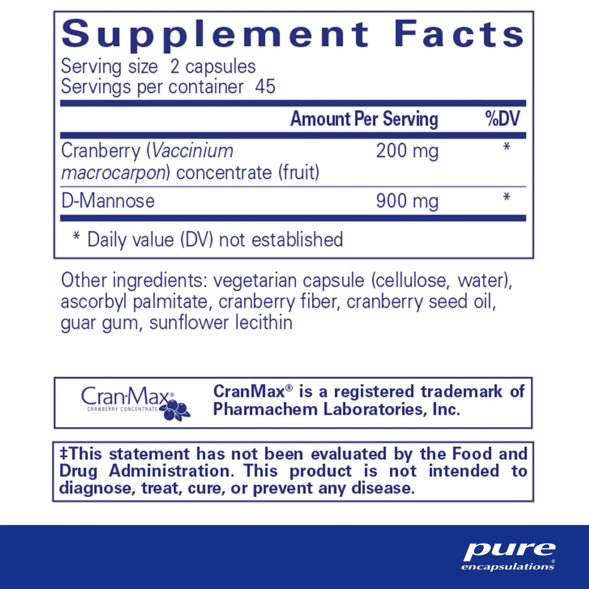 Pure Encapsulations Cranberry/ D-Mannose