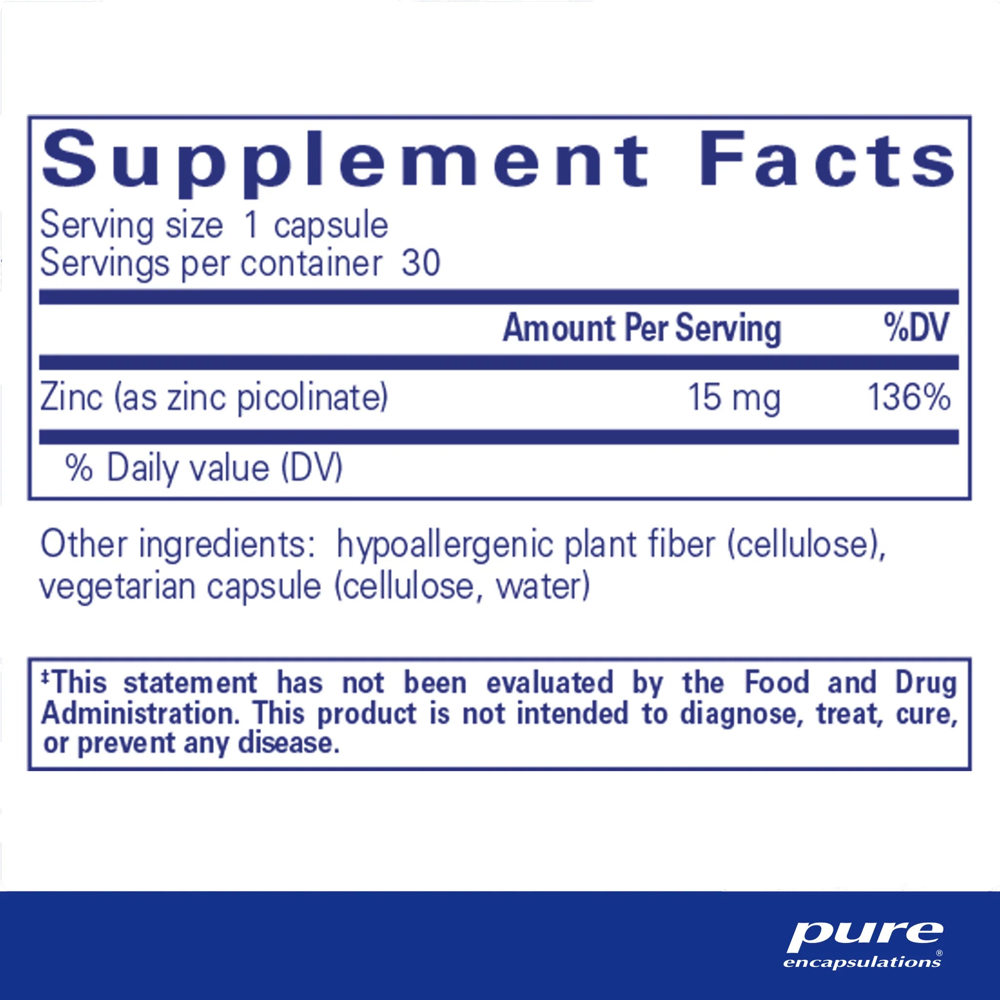 Pure Encapsulations Zinc 15