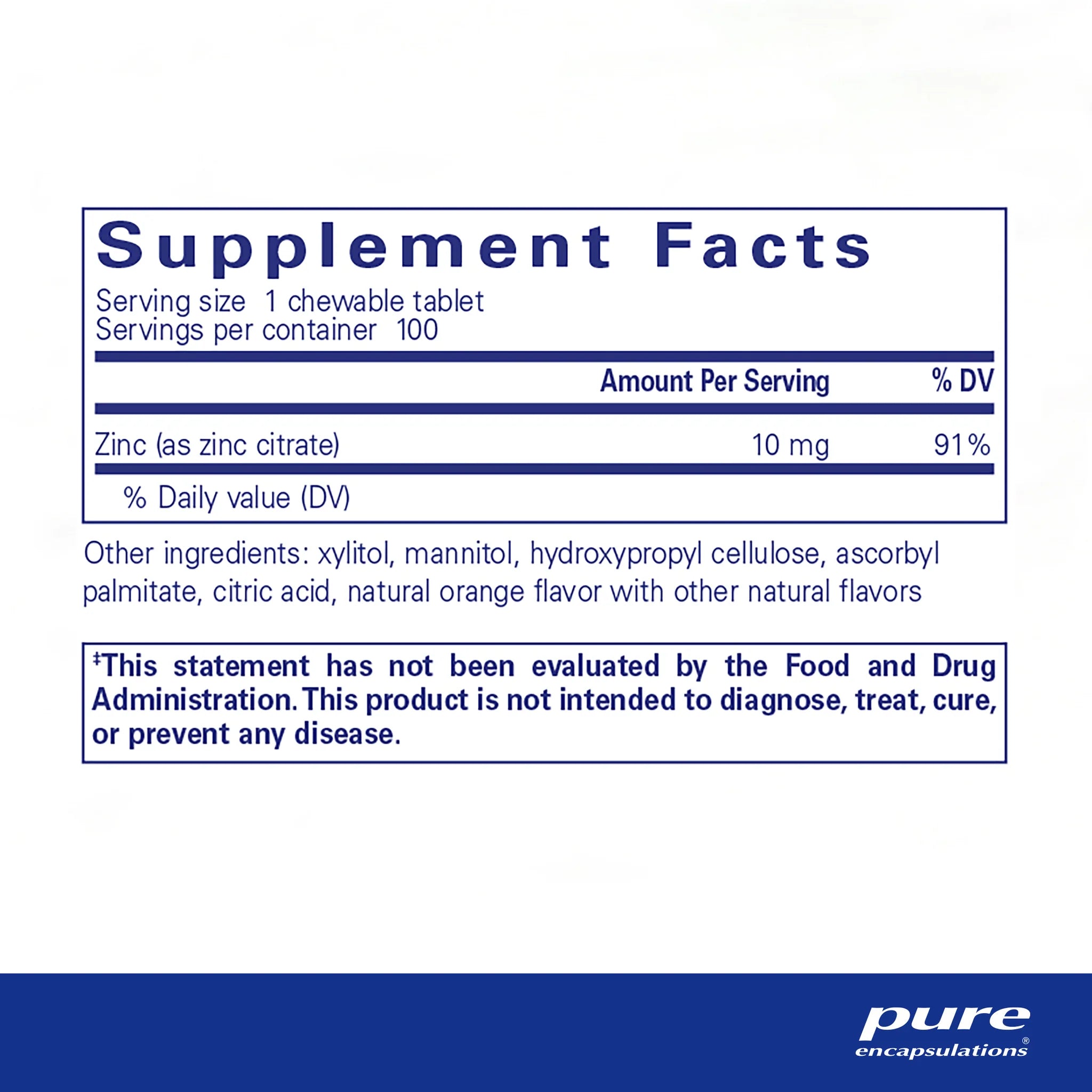 Pure Encapsulations Zinc Chewables