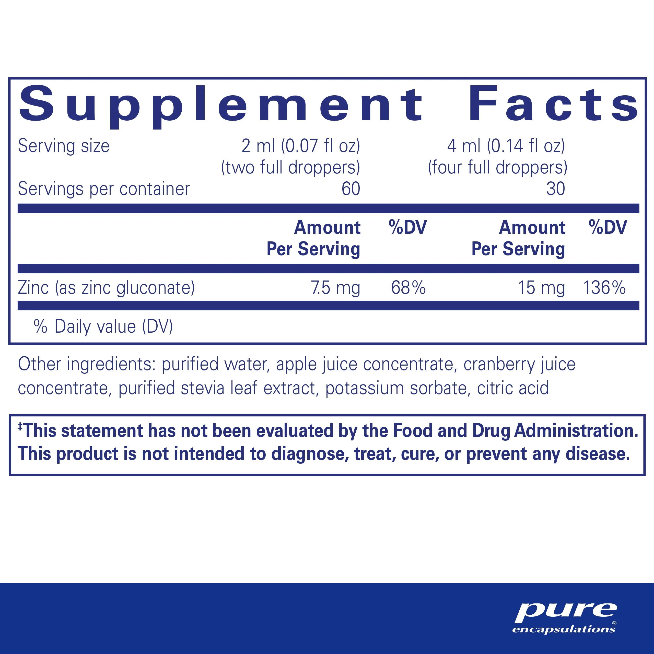Pure Encapsulations Zinc Liquid 15 mg